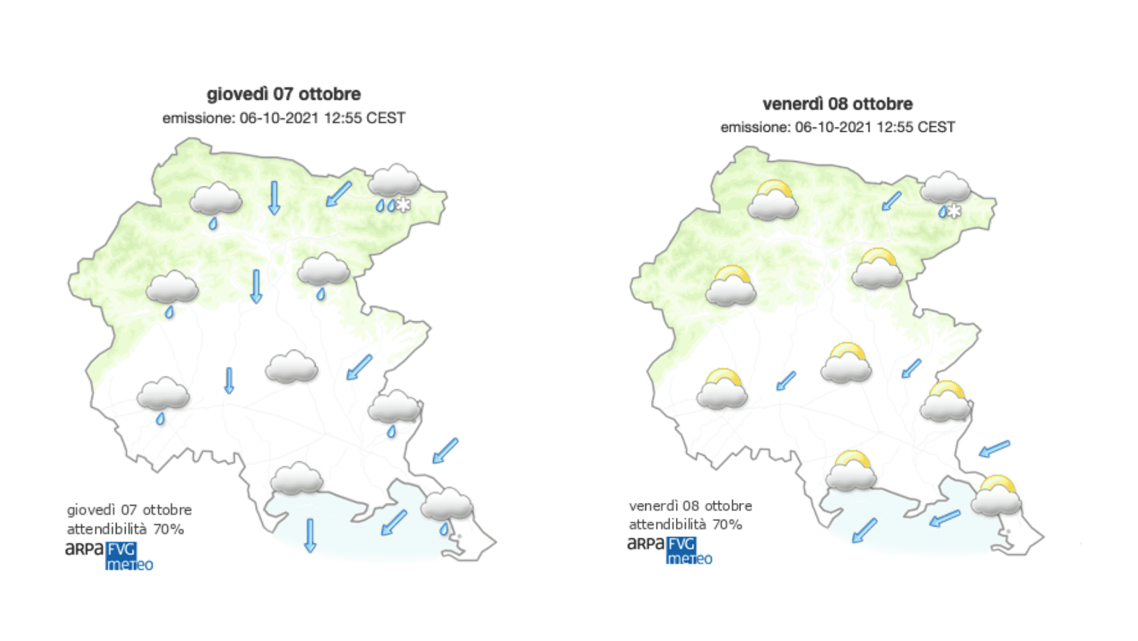 Immagine per Meteo, nubi sul cielo del Goriziano con possibili piogge